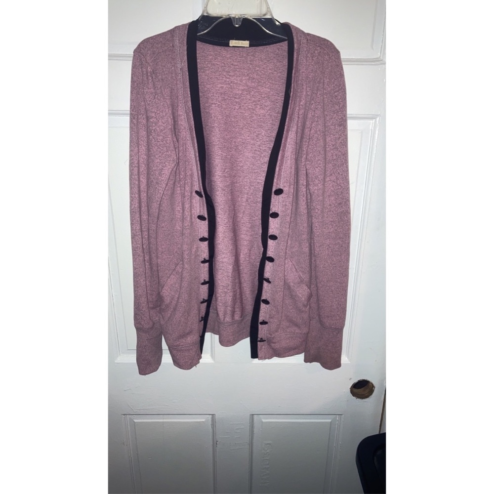 ModCloth pink and black/gray marbled heathered cardigan medium
